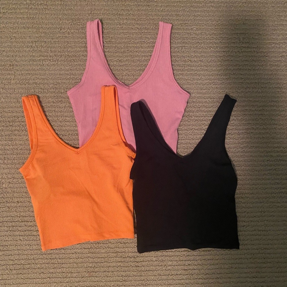 Set of 3 orange, pink, and black hollister tank tops